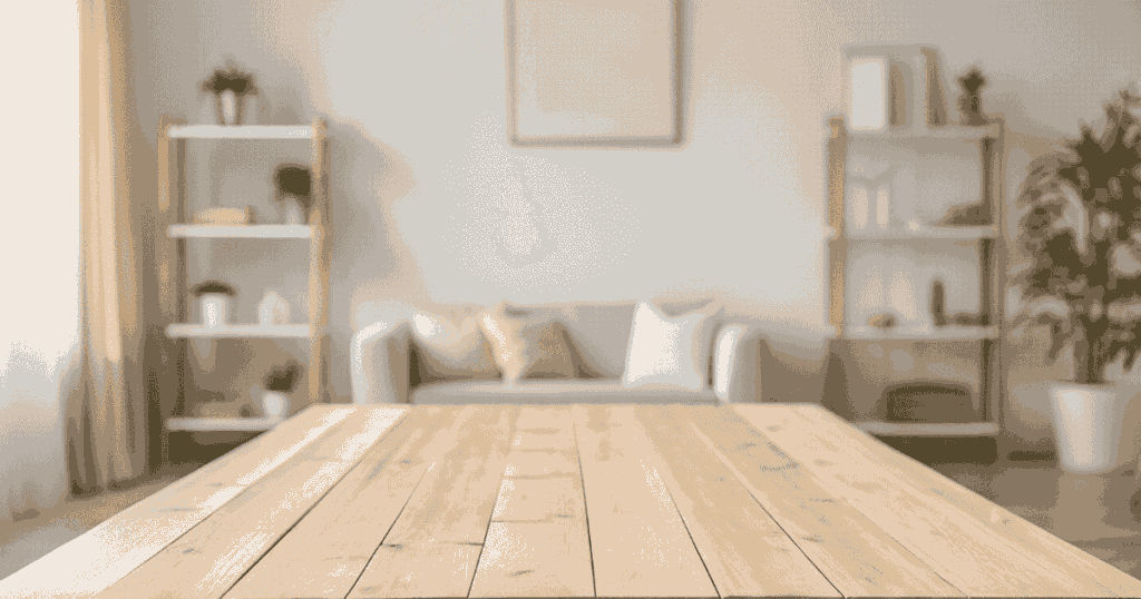 何も置かれていないシンプルな室内テーブル